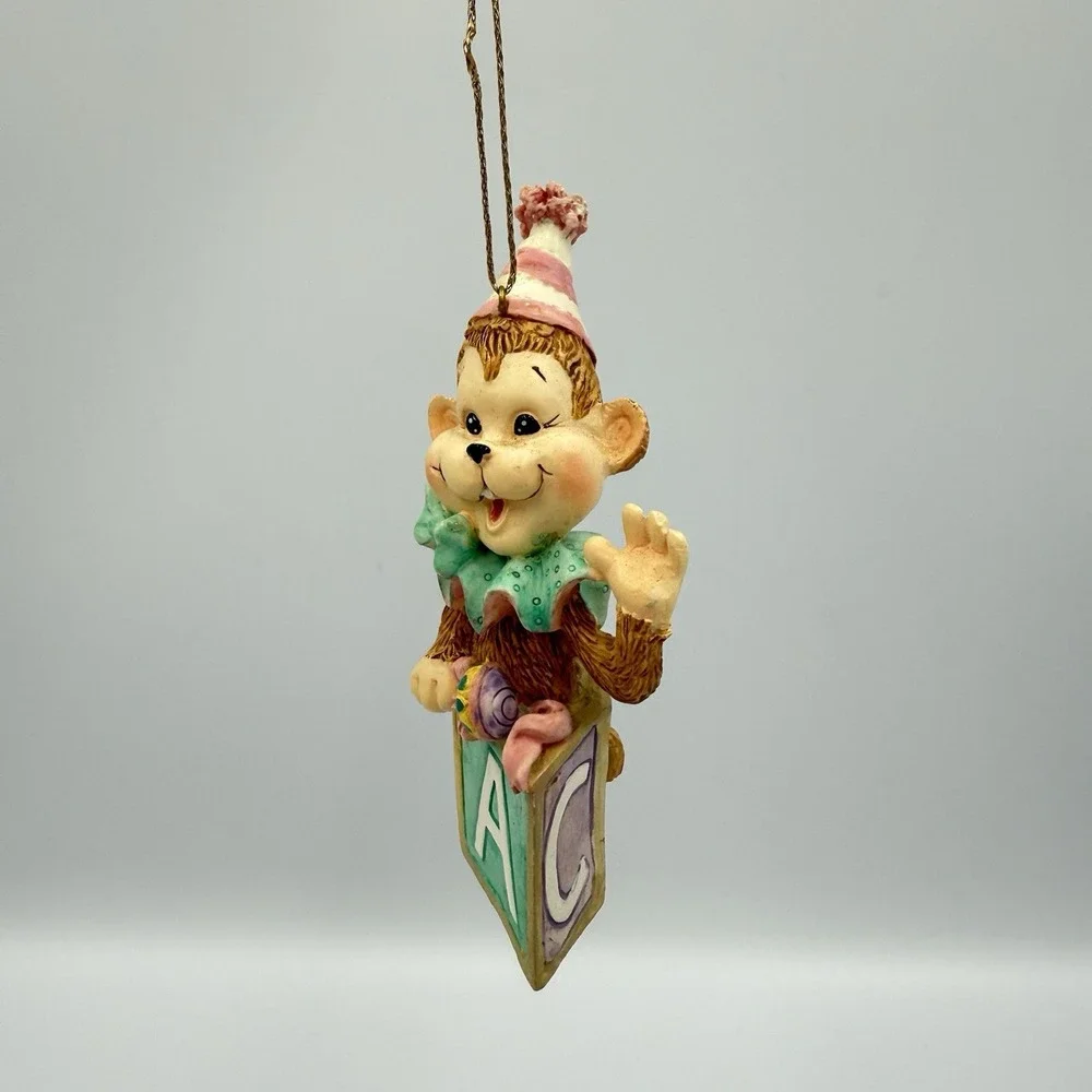 Lot of 3 Monkey‎ Ornaments Christmas Holiday Tree Sock Monkey Hanging